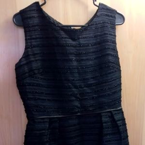 Cynthia Rowley Black Sheath Sparkle Striped Cocktail Dress